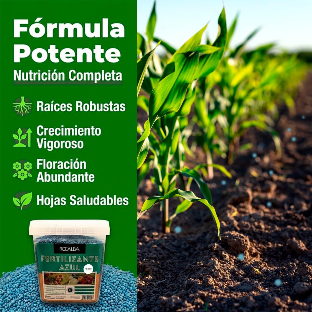 Abono Azul Universal MUY EFICAZ | Fertilizante Granulado NPK 10-10-20 Magnesio y Microelementos | Potencia Raíces, Crecimiento y Floración | Para Huerta, Jardín, Césped y Macetas | Nexum Market (4 KG)