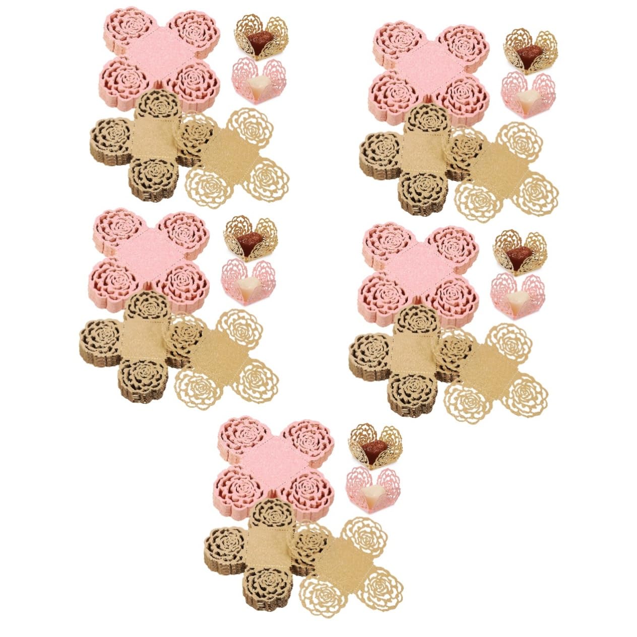 TOPBATHY 5 Ensembles Couvertures De Chocolat Doublure De Petit Gâteau Para Hauts De Forme Point Présentoir De Bonbons Caissettes pour Mini Cupcakes Moules À Pâtisserie Papier 100 Pièces * 5