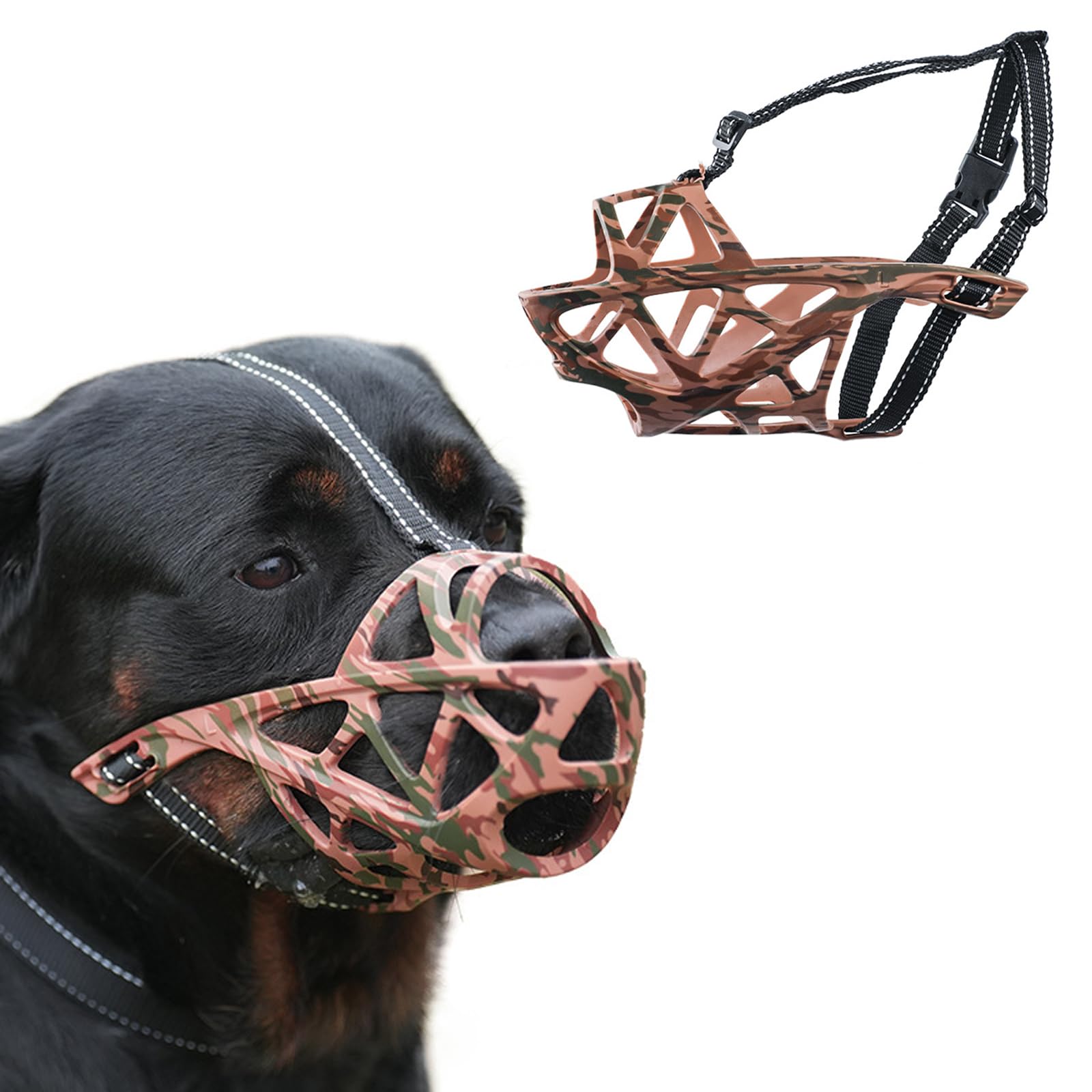 Museruola Per Cane Croci Regolabile - Cestello In Plastica, Antiabbaio E Antimorso, Taglia 65cm