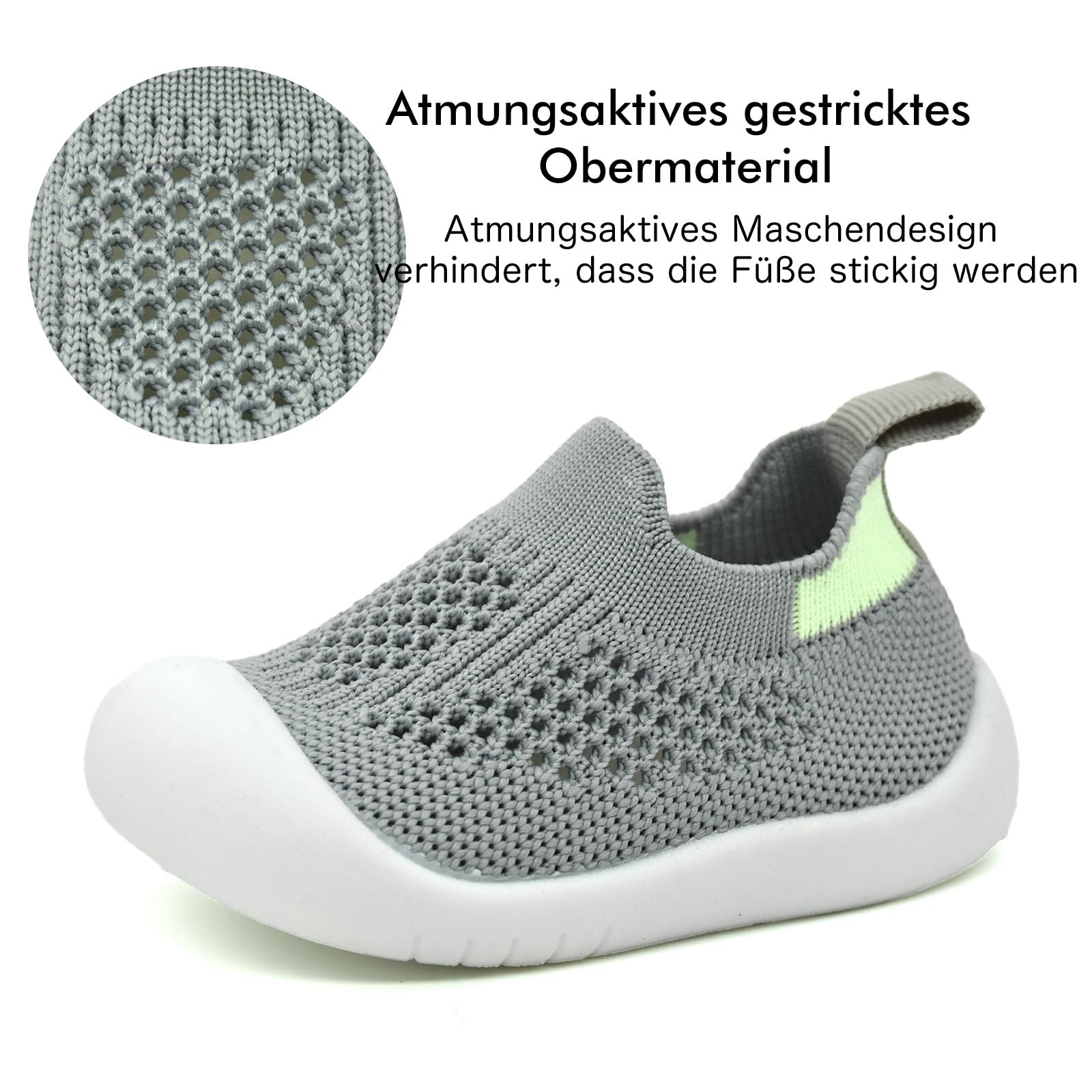 Baby Sockenschuhe Lauflernschuhe Krabbelschuhe für Mädchen Jungen (0-3 Jahren) – mit Rutschfester Gummisohle, weich gestricktem Material