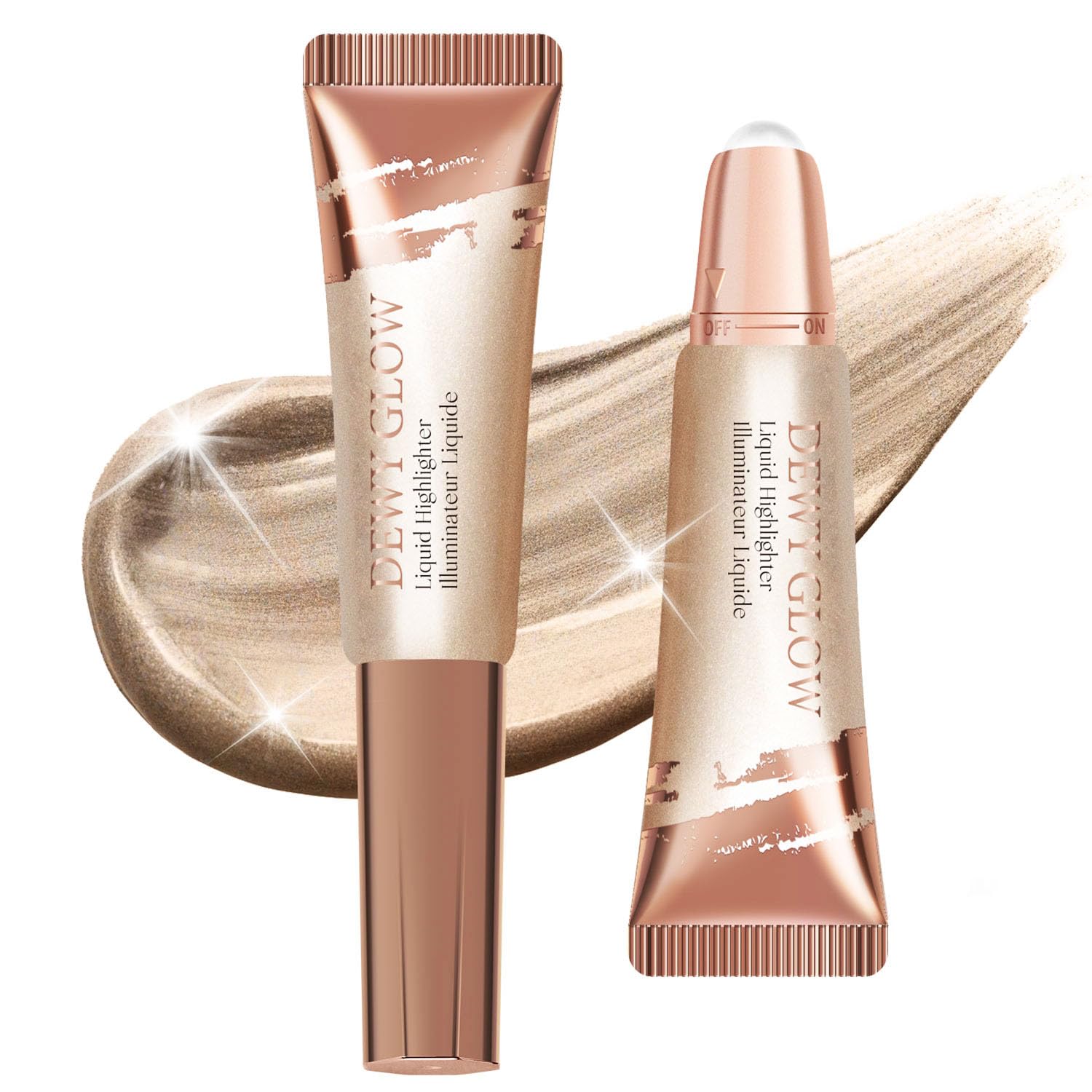 Highlighter Liquid Stick for Face Long-lasting All Vegan Radiant Shimmer Glow Body Contour Skin Makeup Natural Body Illuminator #10 Champagne