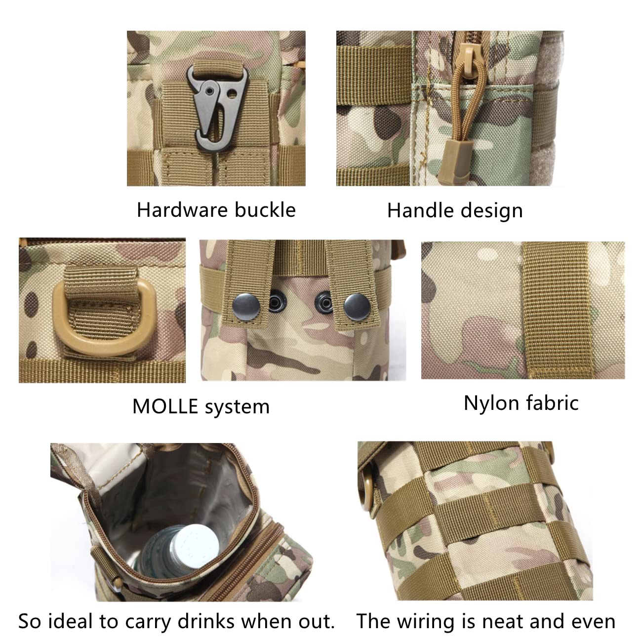Poche à Bouteille D'Eau Tactique 1.5L - Molle, Portable - Pour Sac à Dos, Gilet - Gexgune