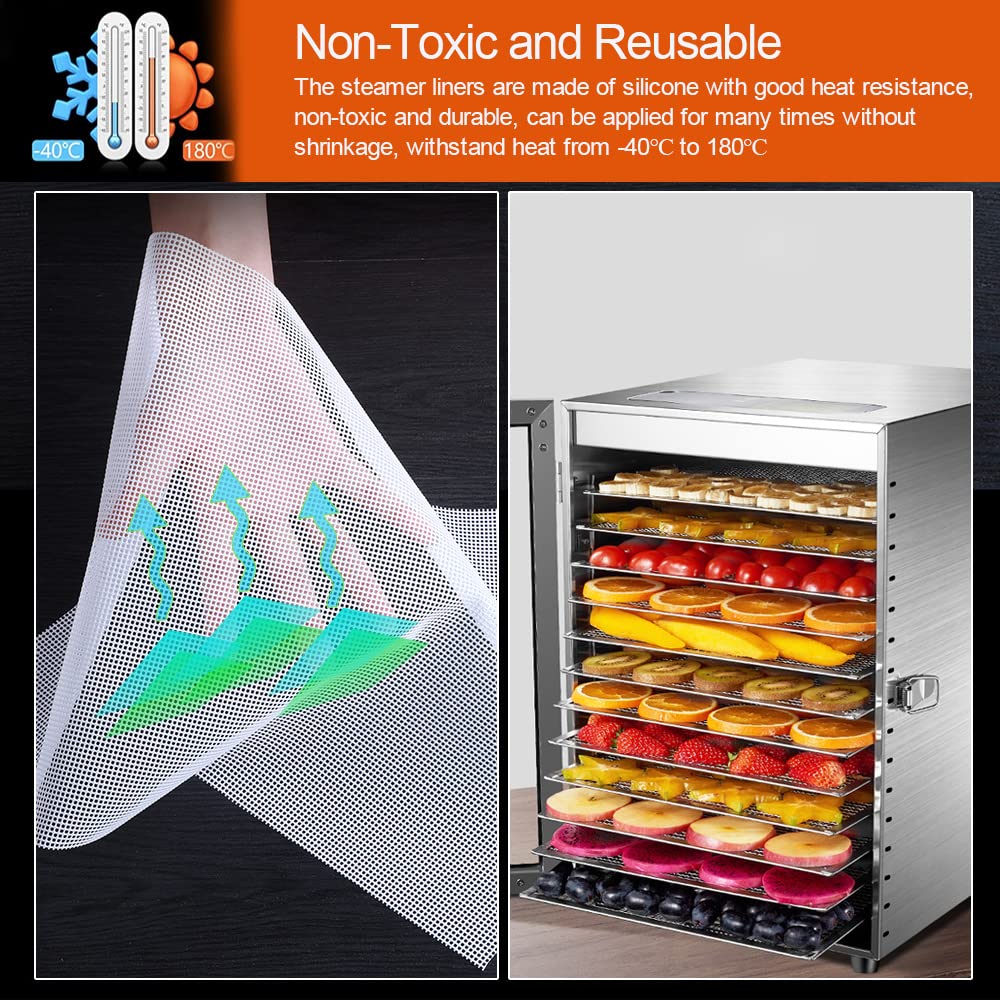 6 Stück Silikon-Dehydrator-Blätter – 35,6x35,6 Cm, Antihaftbeschichtet, Wiederverwendbar Für Dörrgeräte Wie Excalibur & Cosori