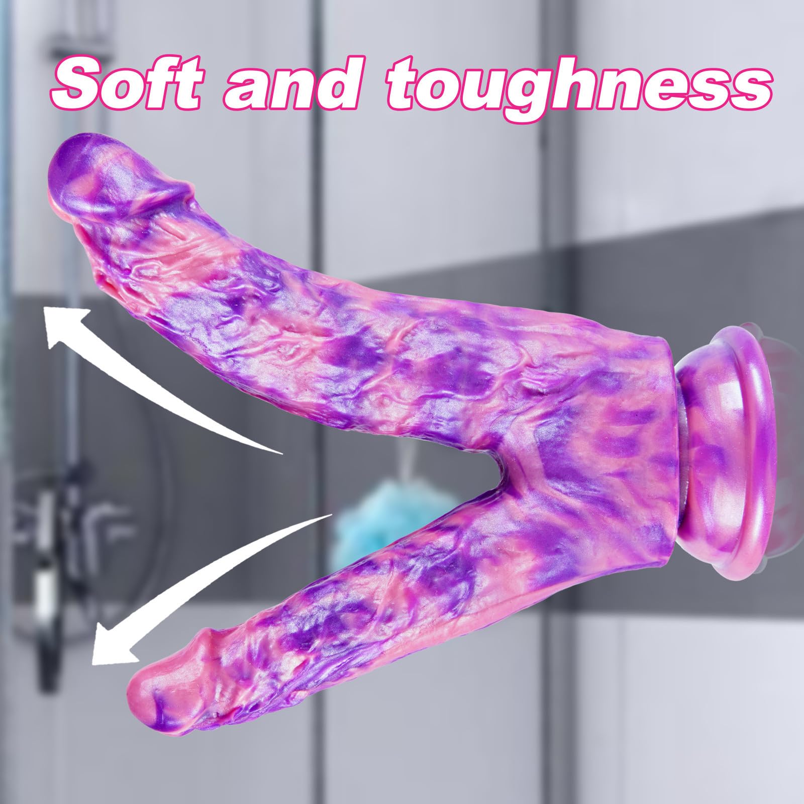 8" Soft Silicone Double Headed Monster Dildo with Suction Cup, 7" Realistic Colorful Double Sided Head Dildo for Beginners, 6" Small Fantasy Pink Purple Dildos with Curved Shaft for G-spot Anal Play: Purple Pink