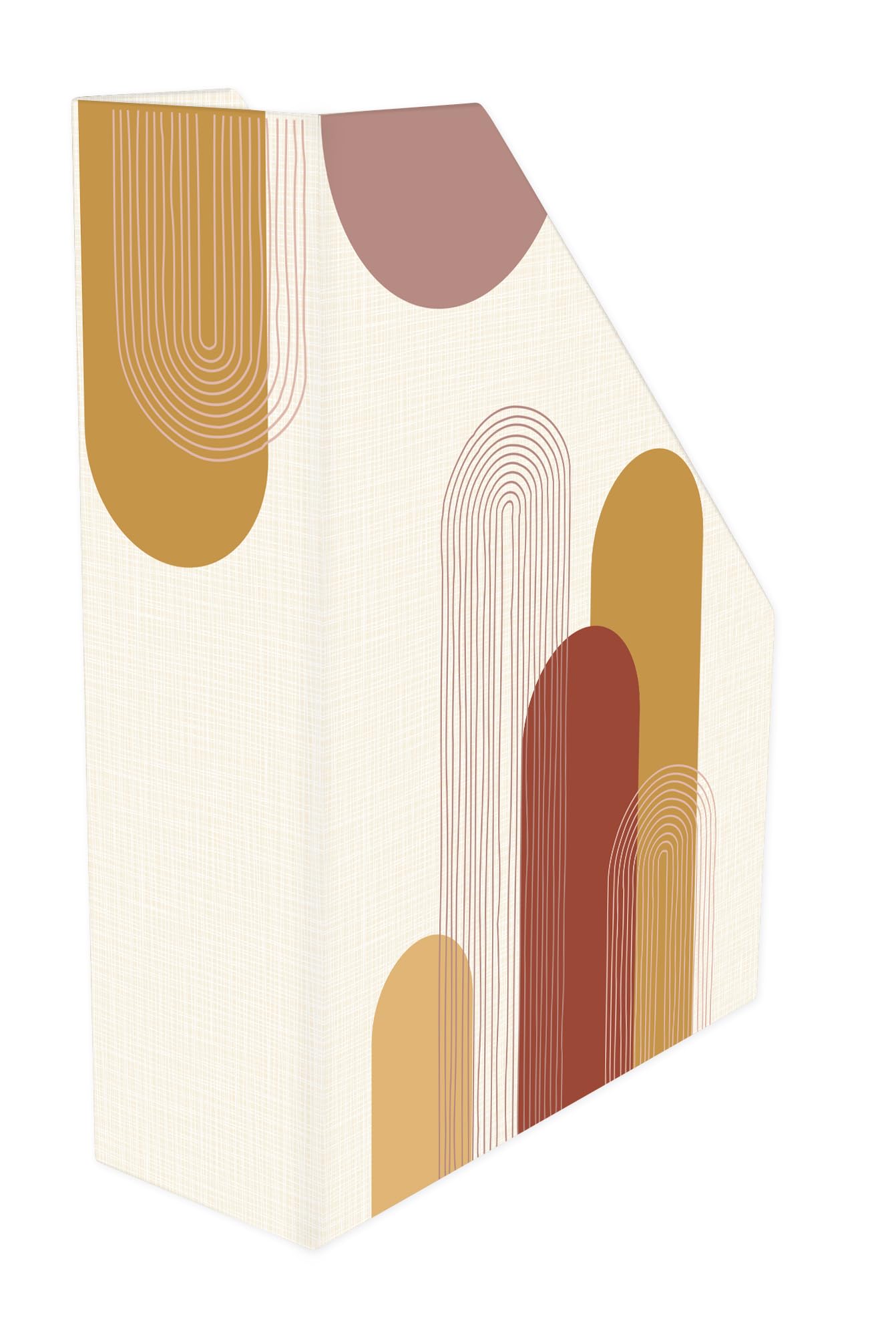 Clairefontaine 116072C - A Cardboard Magazine Holder with Warm Colours and Geometric Shapes - 25 x 10 x 32.5 cm - Home and Office - Terracotta Collection
