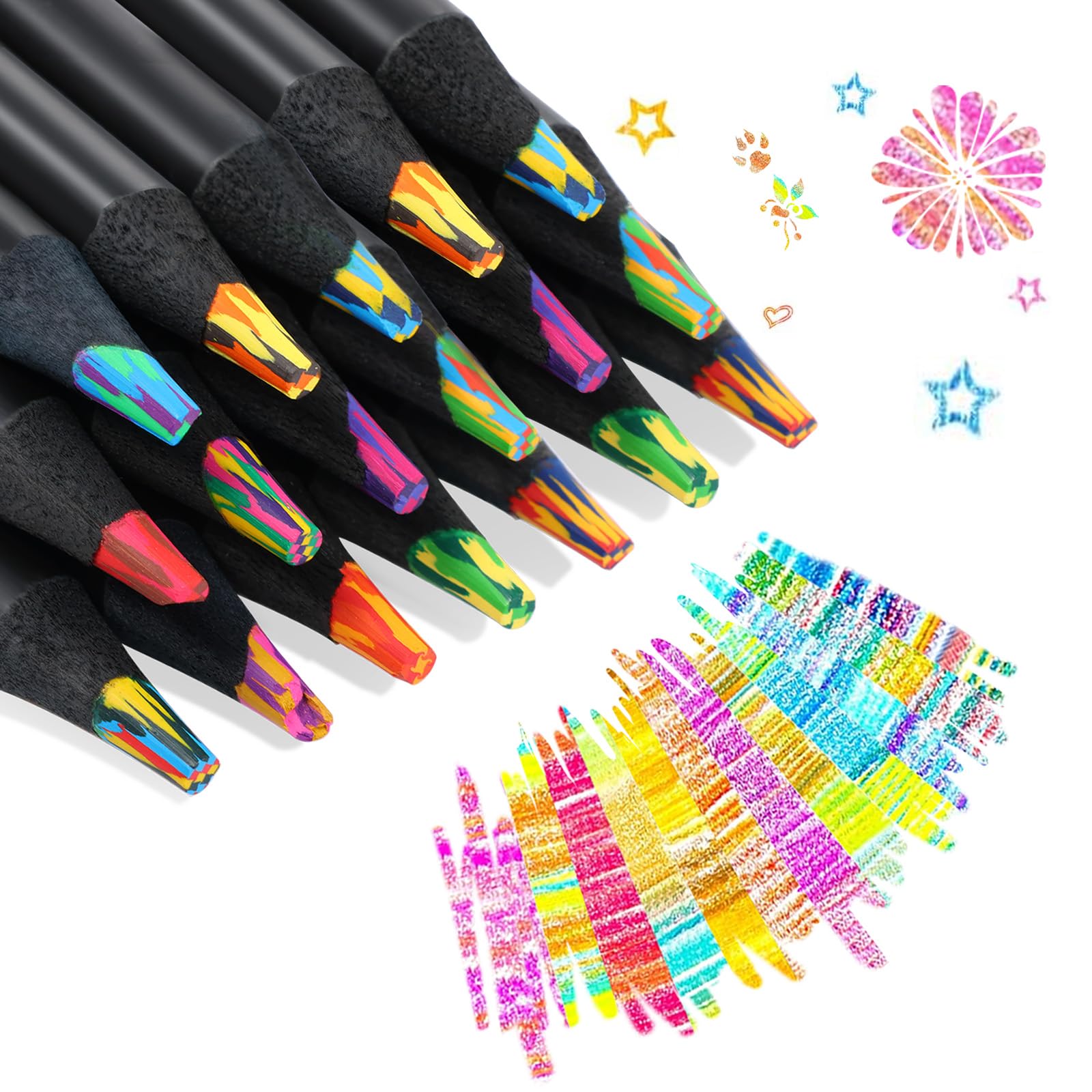 24 Pieces Rainbow Colored Pencils For Kids, Adults, 7 Color In 1 Pencils, Pre-sharpened, Gifts For Students, Pencils For Kids, Colors For Drawing, Sketching, Classroom Gift, Bulk - View #2