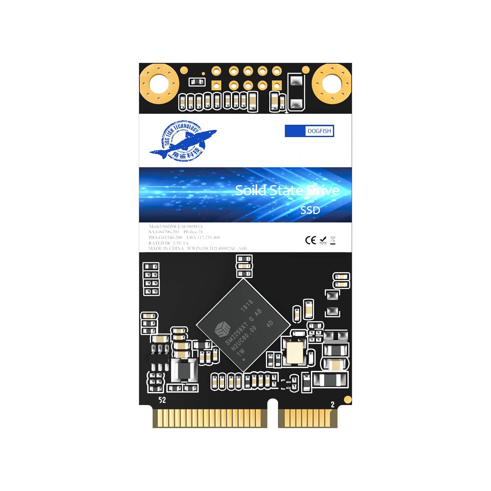 Dogfish Dysk SSD mSATA 480 GB Wewnętrzny dysk twardy o wysokiej wydajności do laptopa SATA III 6 GB/s Zawiera dysk SSD 64 GB 120 GB, 128 GB, 240 GB, 256 GB, 500 GB 1TB (480 GB, MSATA)