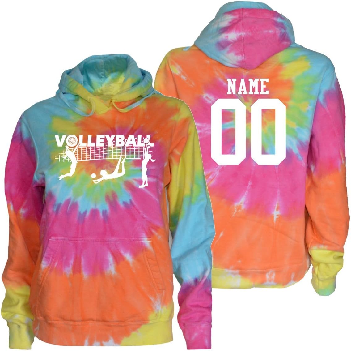 JANT girl Custom Volleyball Tie Dye Sweatshirt - Players with Net Logo