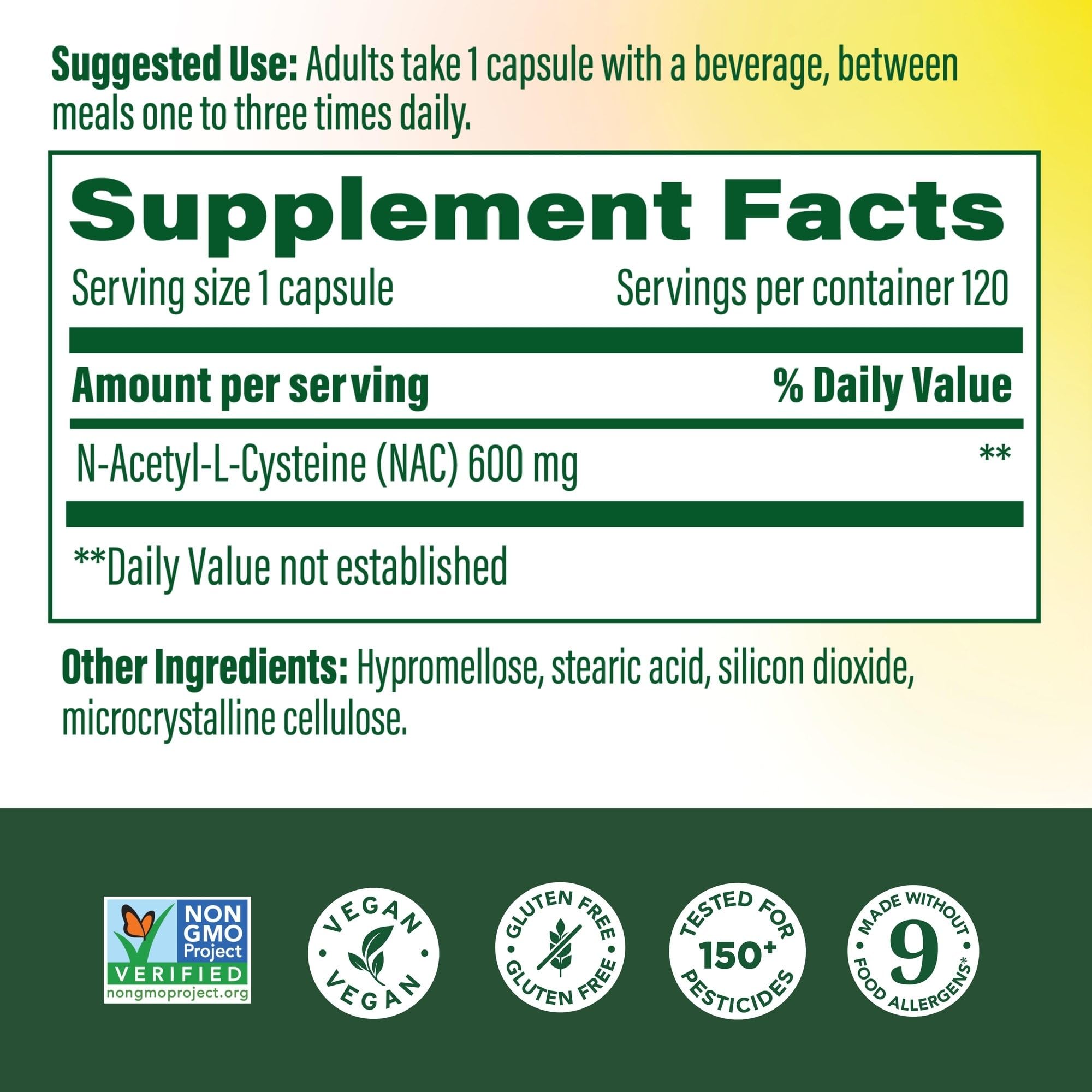 MegaFood NAC Supplement N-Acetyl Cysteine, 600mg per Serving, 120 Capsules — Amazon image 3
