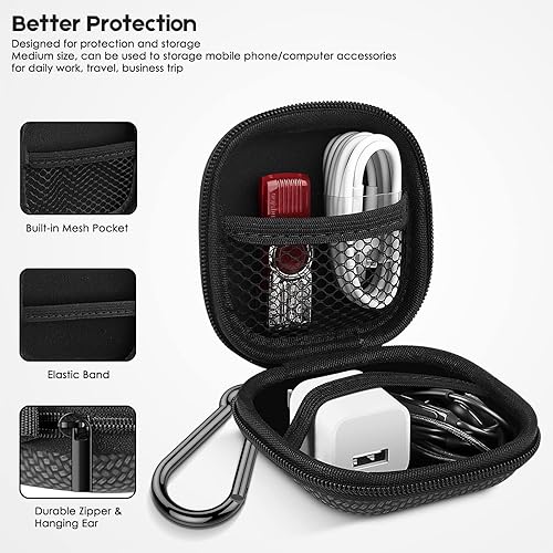 Miniatura 5 de Funda rígida de EVA para auriculares, estuche de transporte para teléfono celular, bolsa de almacenamiento con mosquetón para Airpods, auriculares,