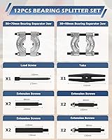 Vista 2 de DAYUAN Juego de 12 extractores separadores de rodamientos, resistente capacidad de 5 toneladas, kit de extractor de rodamientos de 2" y 3