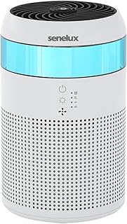 Senelux HEPA Air Purifier for Bedroom with 7 Light Colours, Mini Air Purifier for Home Office Living Rooms, Small Desktops for Pet Dander Mould Pollen Odours Smoke Dust