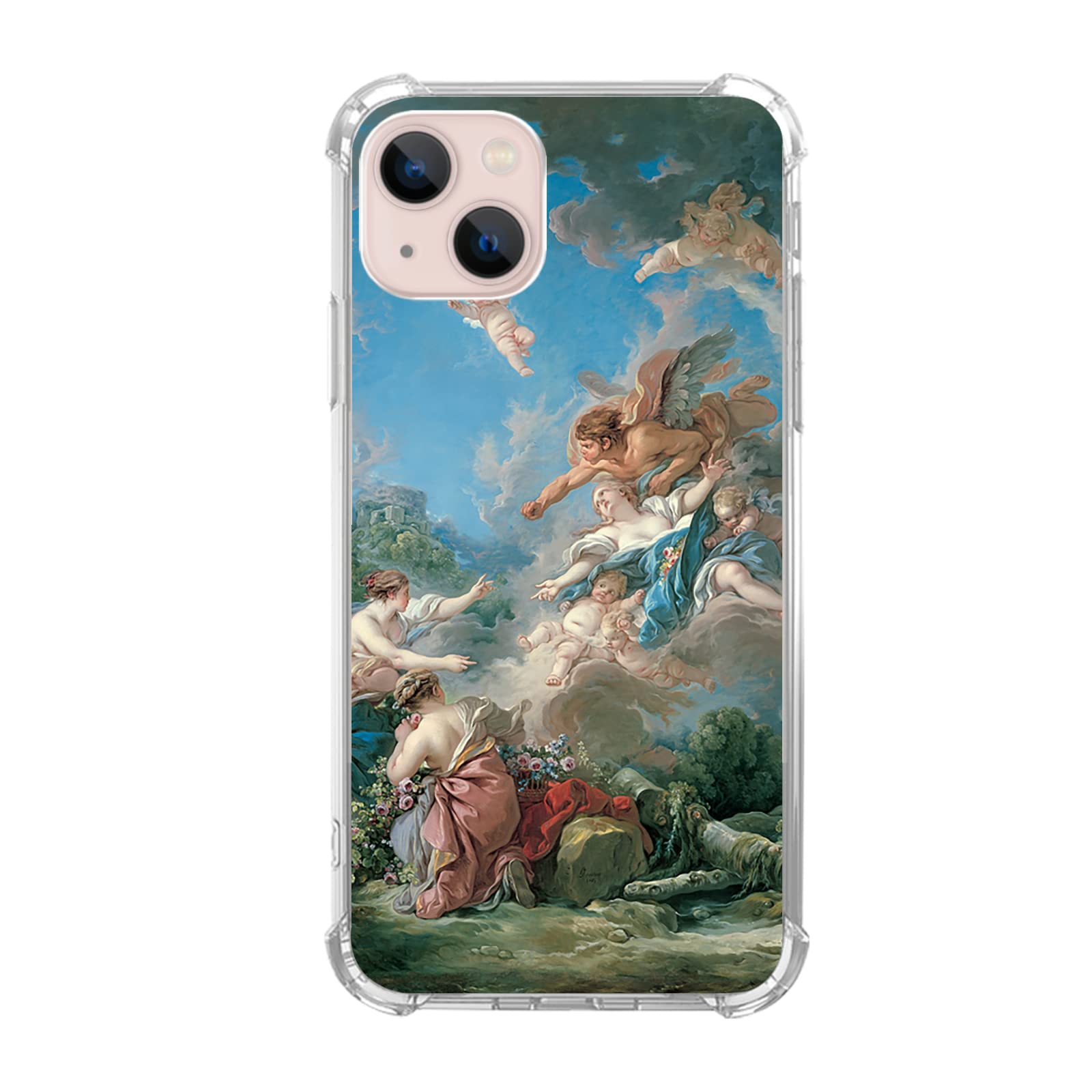 Lemifelgby Angels Iconic Painting Case Compatible with iPhone 15 Plus, Rococo Painting Art Case for iPhone 15 Plus, Cool TPU Bumper Phone Case Cover