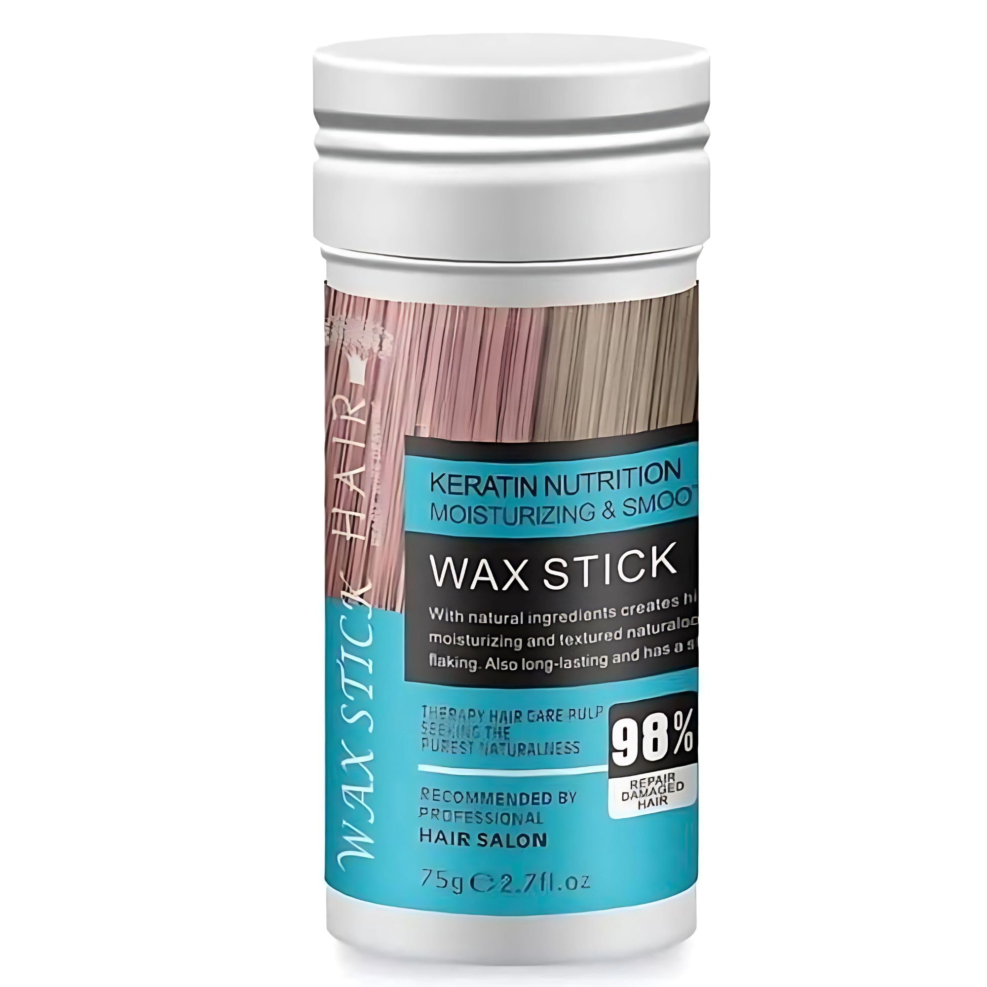 Hair Wax Stick - Flyaway Control and Styling Pomade for Kids, Women, and Men - Hair Bun Maker and Accessorie (1 Pack of Wax) (75G, KERATIN)