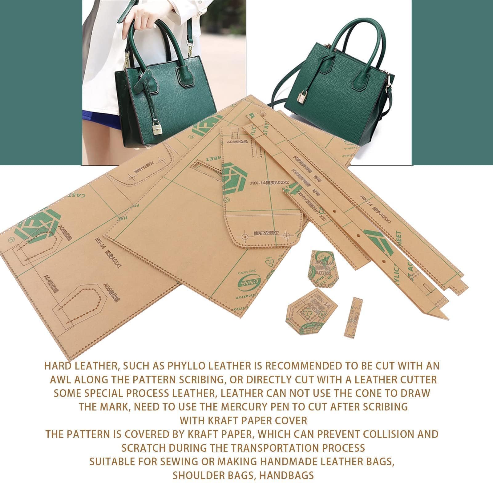 Lederhandwerk Acrylschablone, Taschenacrylschablone Ledermuster Acrylledermuster Lederschablonen Acrylherstellungsschablone Ledertaschen Schablonen Kit für DIY Lederhandwerk