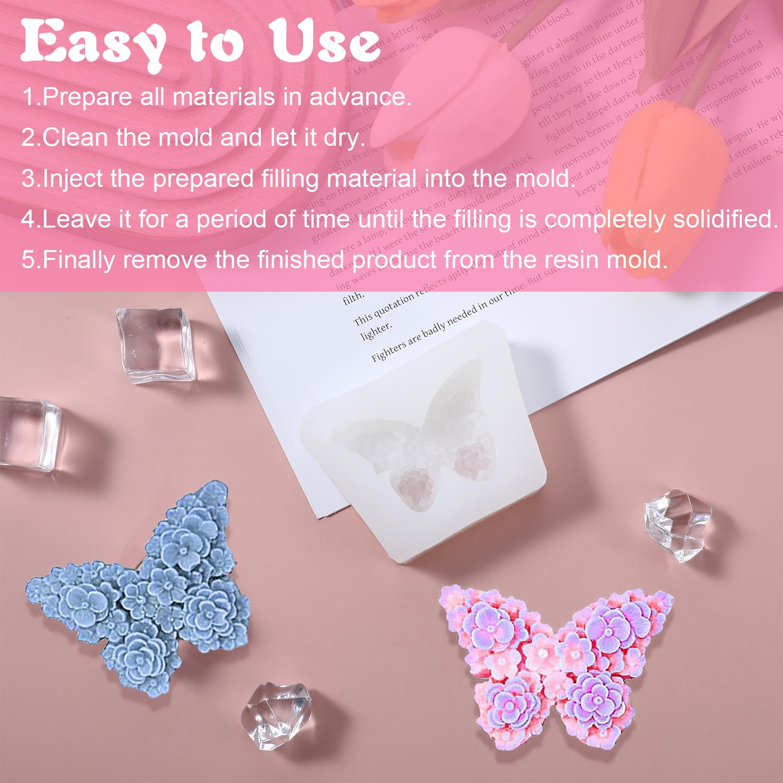 2 Stampi In Silicone A Forma Di Fiore E Farfalla, Stampi Per