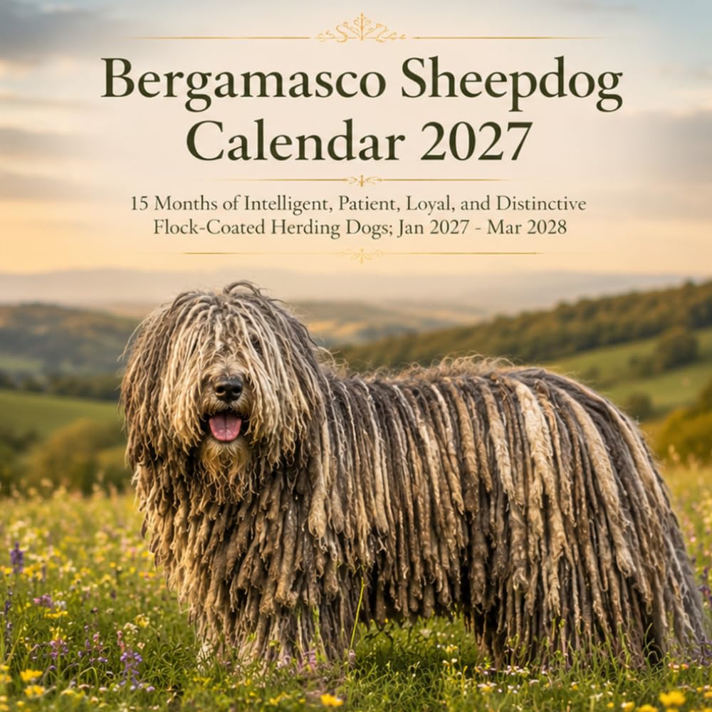 Bergamasco Sheepdo Calendar 2027: 15 Months of Intelligent, Patient, Loyal, and Distinctive Flock-Coated Herding Dogs | Jan 27–Mar 2028