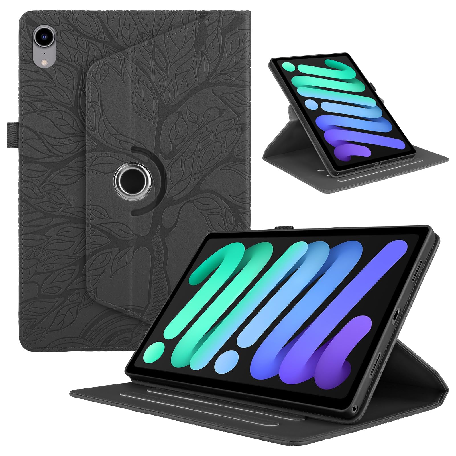 Funda para Samsung Galaxy Tab S9/ S8/ S7 11" (SM-X710/X700/T870) PU Cuero Tablets Protectora Cover 360°Carcasa Giratoria de ángulo Múltiple Stand Función Tablets Funda,Rojo Árboles — view 144