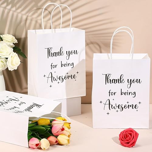 Miniatura 6 de Ctosree 50 bolsas de papel de regalo para empleados, compañeros de trabajo, colegas de trabajo, bolsas con asas, bolsas de regalo de agradecimiento