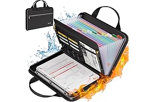 Tamfile Fireproof Accordion File Organizer with Handle and Ring Binder, Zipper and Labels
