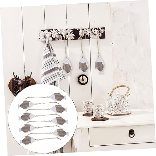 Miniatura 4 de Amosfun 8 adornos de madera de peces para decoración del océano, decoración para el hogar, Hawai, ornamento para manualidades, decoración de peces