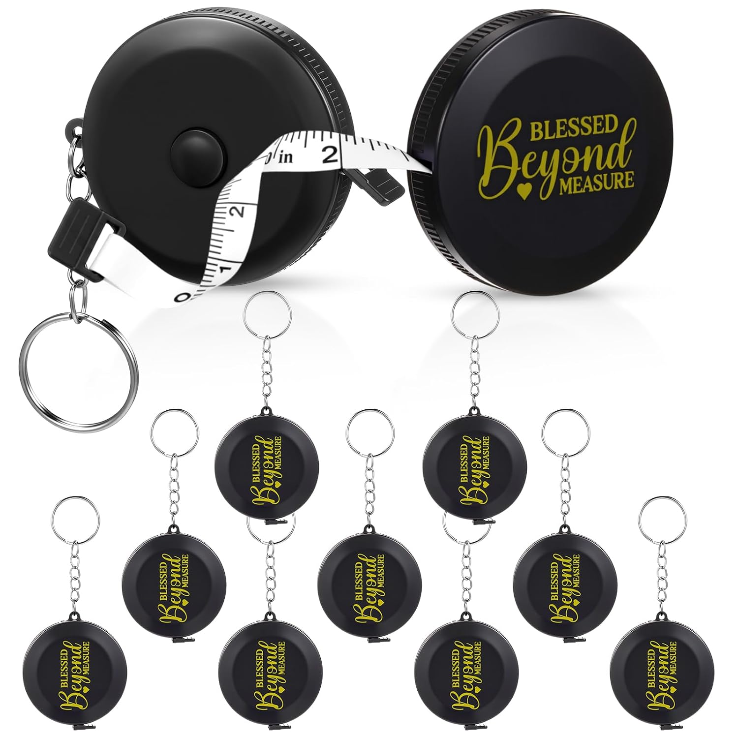 12 Pack Christian Keychain Measuring Tape Ruler Retractable Measure Tape Women Christian Favor for Body Sewing Fabric Tailor Cloth Craft Medical Measurement(White)