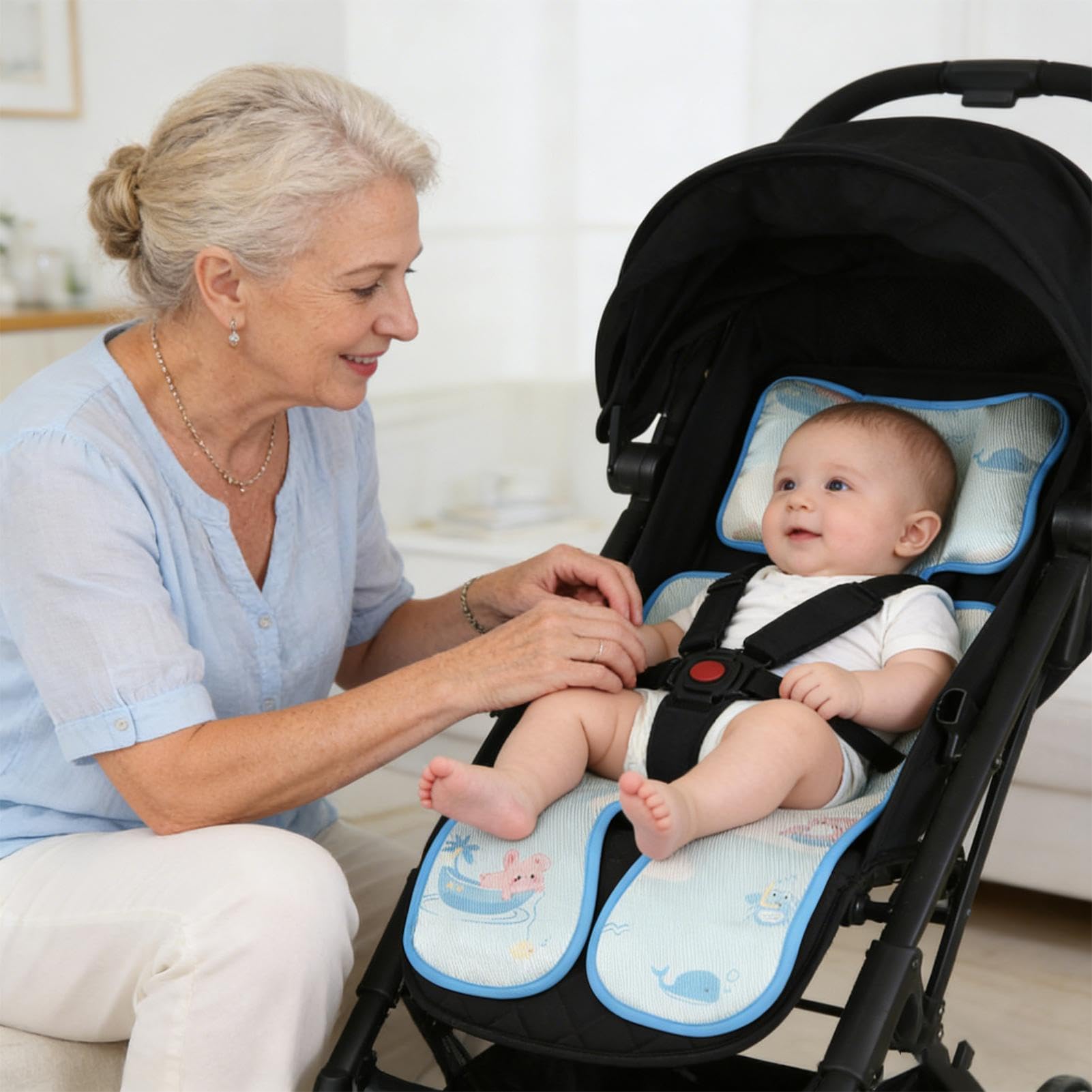 Generico Materassino Rinfrescante Passeggino, Fodera Regolabile E Traspirante Per Seggiolino Auto, Tappetino Rinfrescante Per Seggiolone, Culla, Altalena, Viaggi All'aperto, Spiaggia, Campeggio,