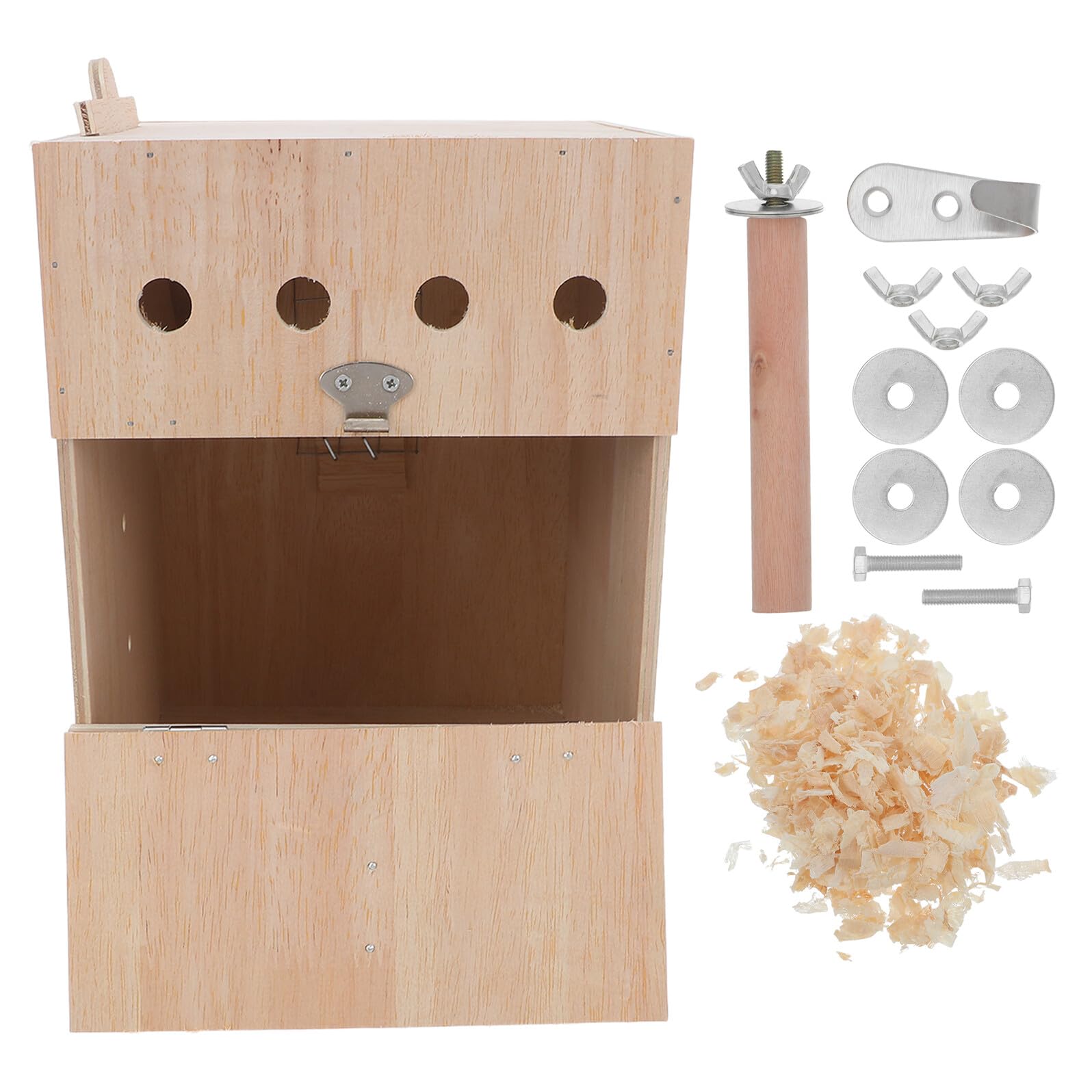 Scatola di Allevamento per Pappagalli in Legno e Metallo Khaki | Ventilazione Efficiente, Montaggio Rapido, Struttura Robusta, per Pappagallini e Calopsitte, Uso Domestico