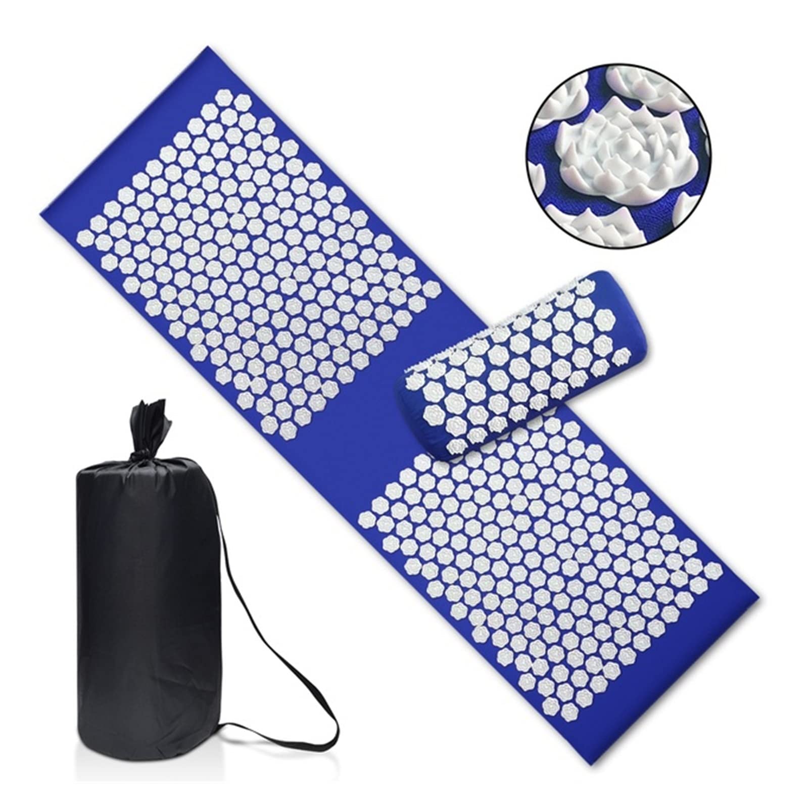 Massage Cushion Upgrade Long NonSlip Acupressure Cushion Sensi Massage Mat Kuznetsov's applicator Relieve Back Pain Foot Massager Fitness Pilate Massage Cushion For Back (Size : Update3pc Blue)