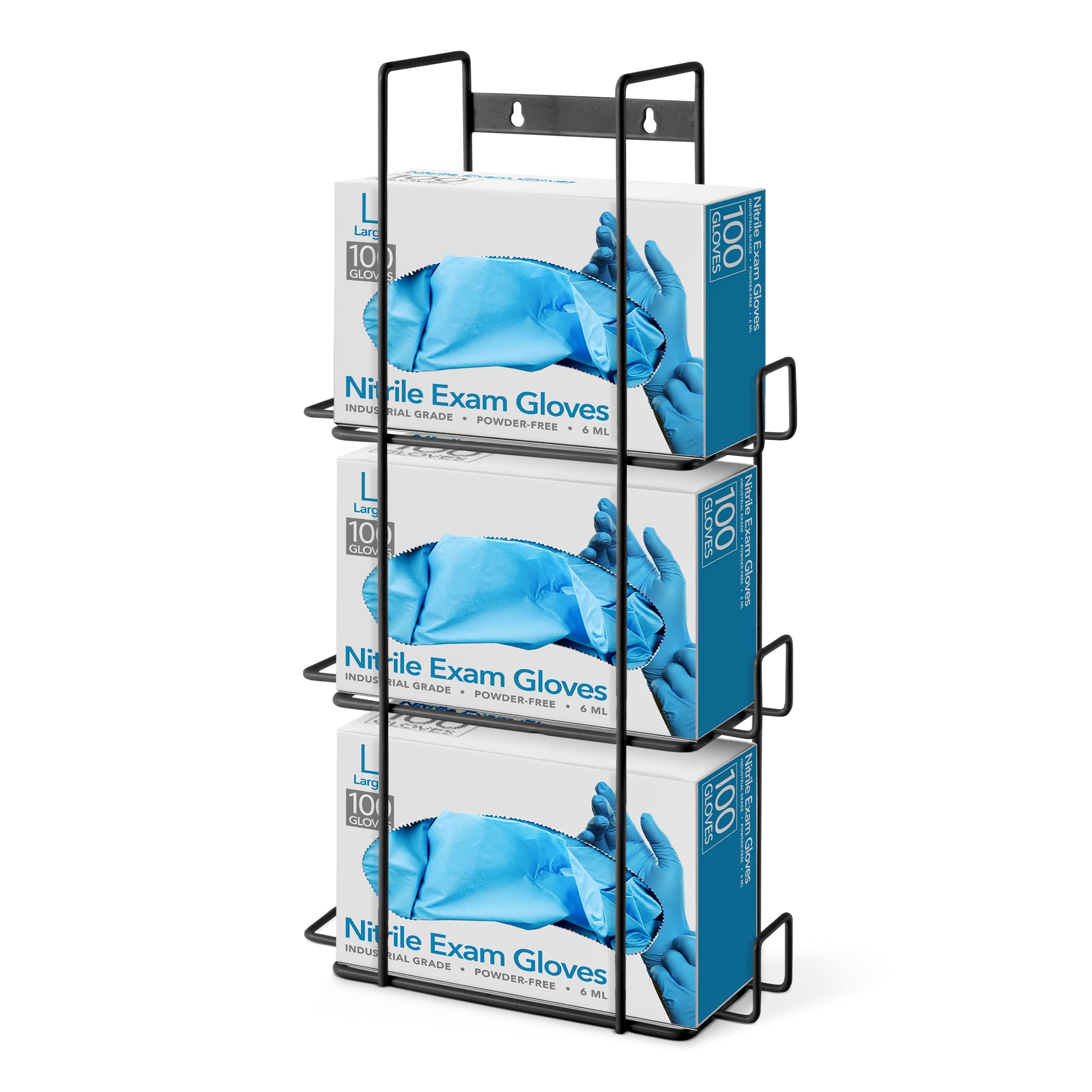 Stock Your Home Black Metal Glove Box Holder Wall Mount for Kitchen, Closet, Lab, Exam, Office, Tissue Shelf
