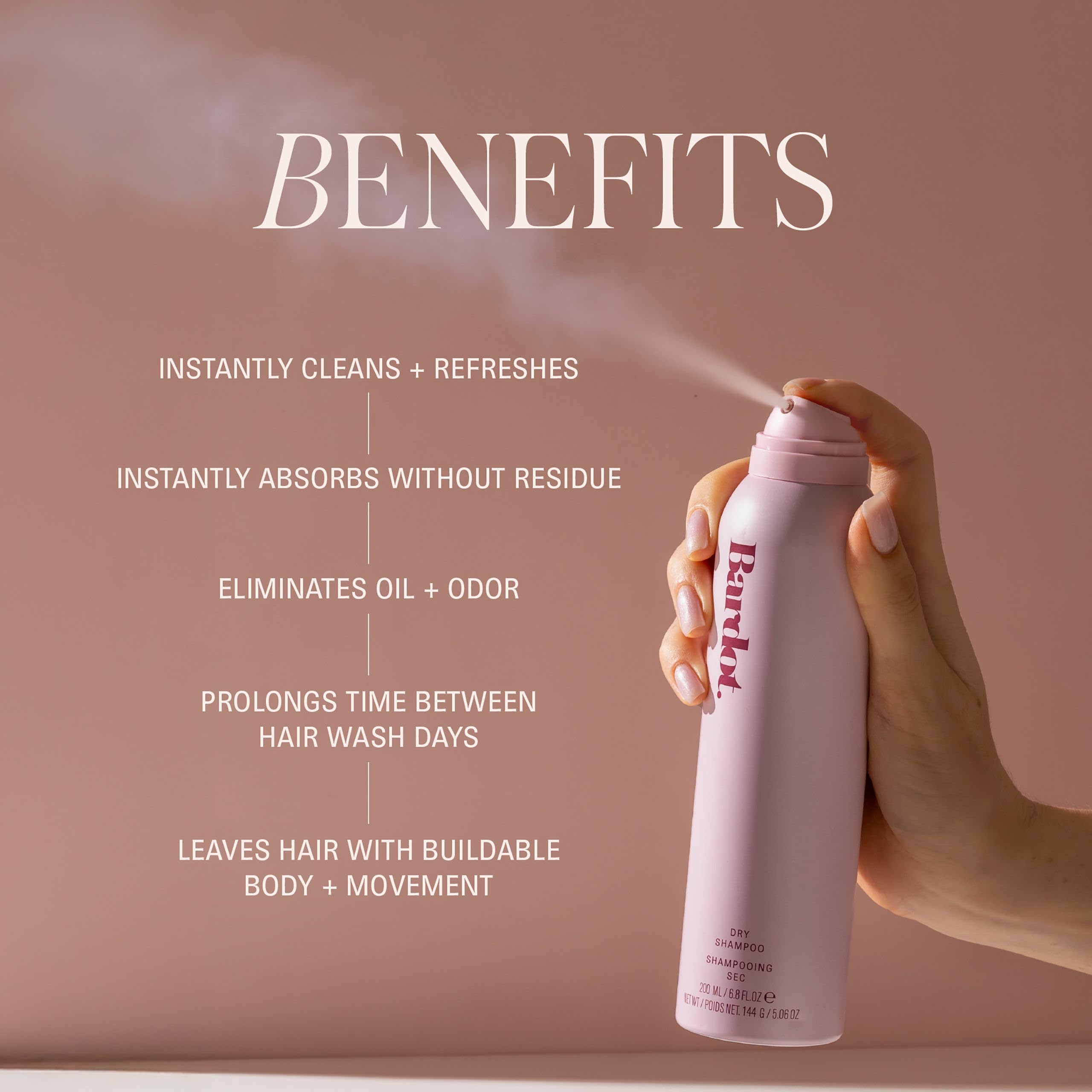 Bardot Dry Shampoo 198 g / Trockenshampoo / Absorbiert Fett, verleiht Volumen und Textur / mit Weizenprotein / Vegan