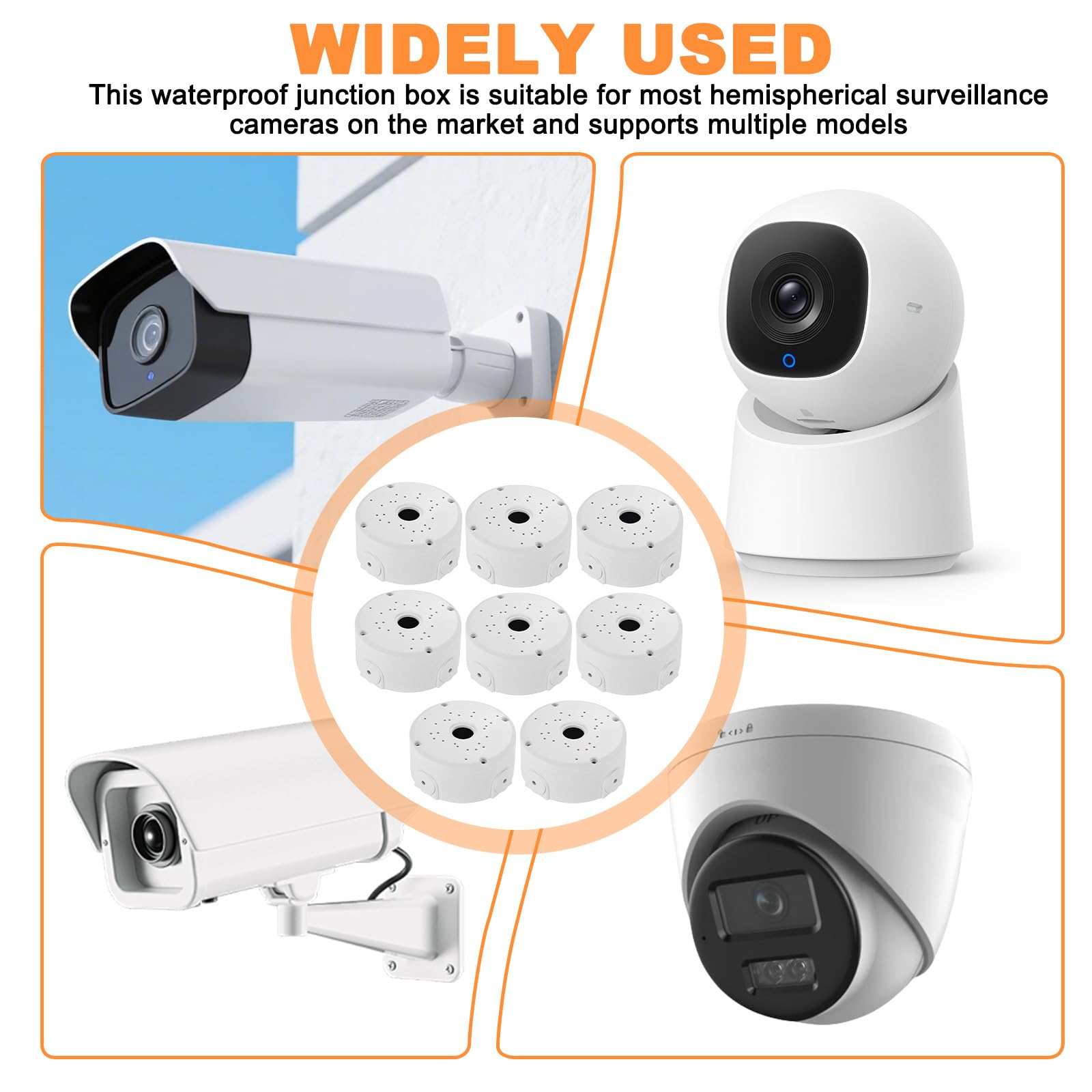 Lot de 8 boîtes de jonction étanches : boîte de jonction, boîte de jonction pour appareil photo, boîte de jonction universelle, boîte de montage de caméra de surveillance pour montage extérieur