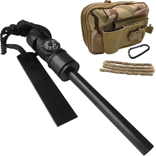 Qsxou Fire Starter Survival Tool, Portable Outdoor Magnesium Ferro Rods Striker,Flint and Steel with 16,000 Strikes,Multi-use Kits with Sports Bag & disponible en Yaxa Colombia