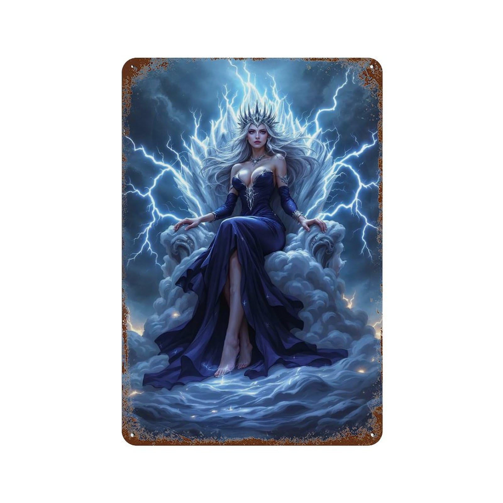 Vintage Metal Tin Sign Lightning Queen 11.8"x7.9", Industrial Home Decor for Farmhouse, Kitchen And Entryway Decor