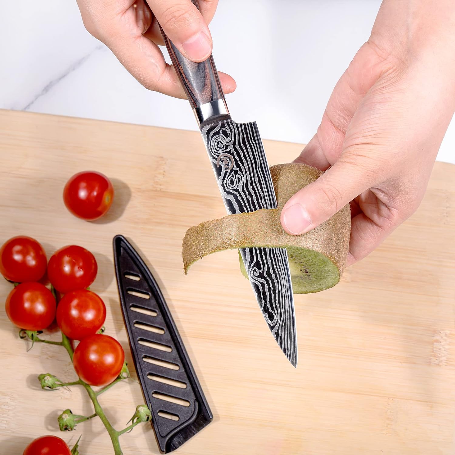 Utility Knife 5 inch - Kitchen Utility Knife Forged from Stainless Steel 5Cr15Mov(HRC56), Razor Sharp Paring Knife with Ergonomic Handle for Home, Multipurpose Kitchen Utility Knife: Home & Kitchen