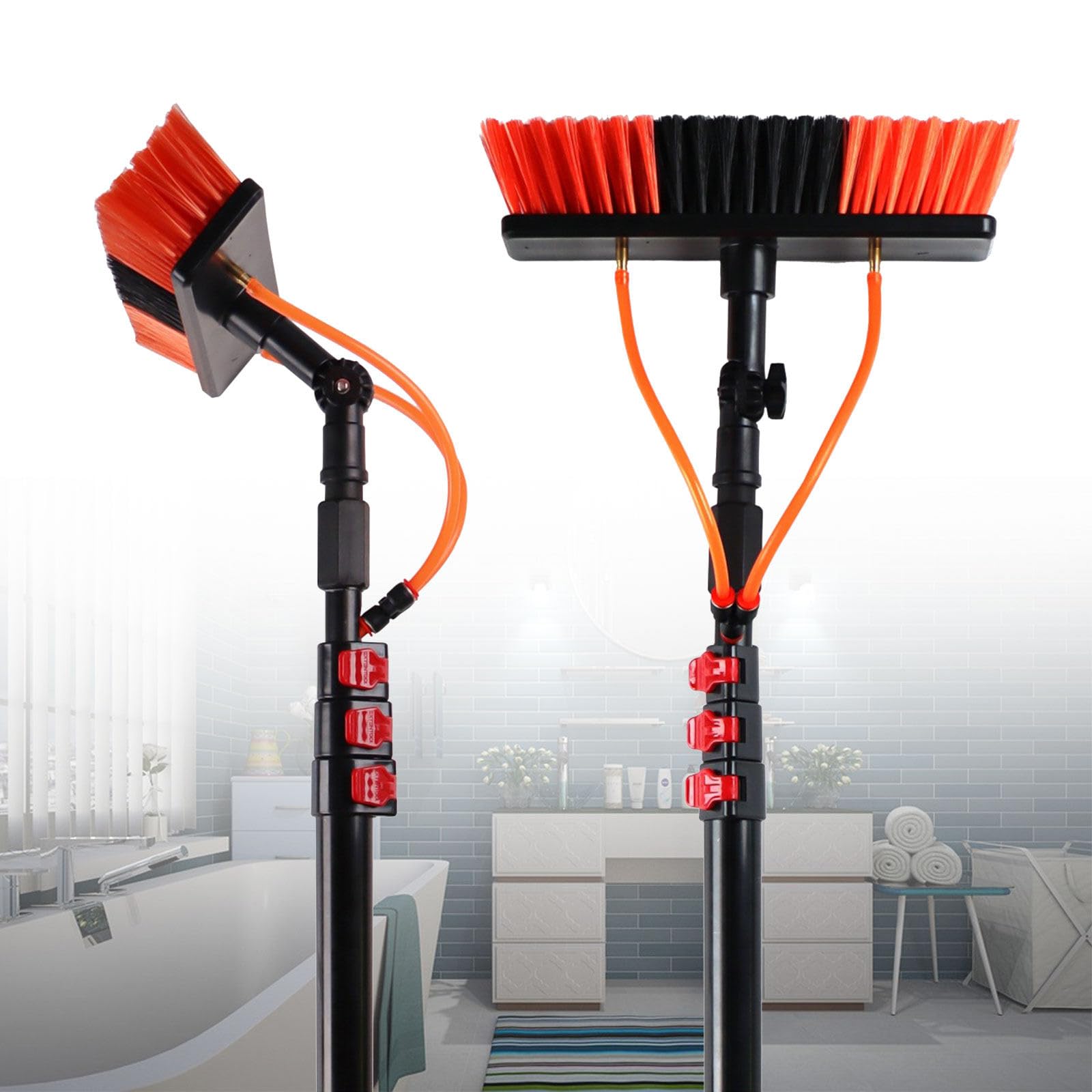 Kit de Limpieza de Ventanas Extensible con Cepillo telescópico con alimentación de Agua.Cepillo Extensible para Limpiar Paneles solares y fotovoltaicos.Limpiador de Ventanas Extensible. 6m