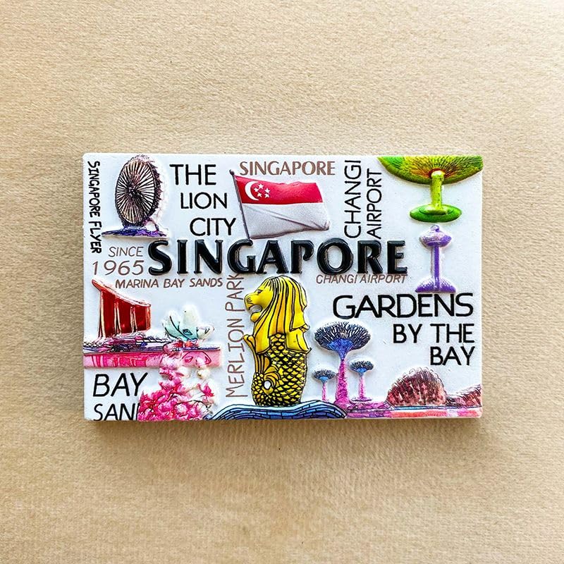 Imán Decorativo de Resina 3D Singapur Multicolor