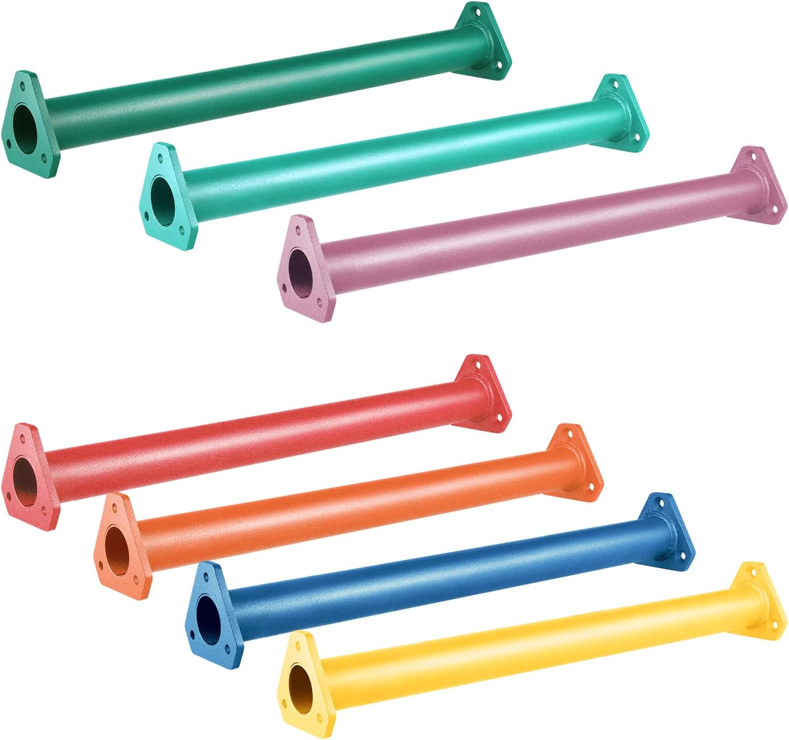 16 Inch 7 Colors Steel Monkey Bars Ladder Rungs Set for Backyards Playground and Children Indoor and Outdoor Climbing Kit (7 Pack)