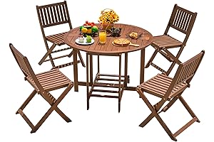 Devoko 5-Piece Patio Set: Acacia Wood Outdoor Dining Haven