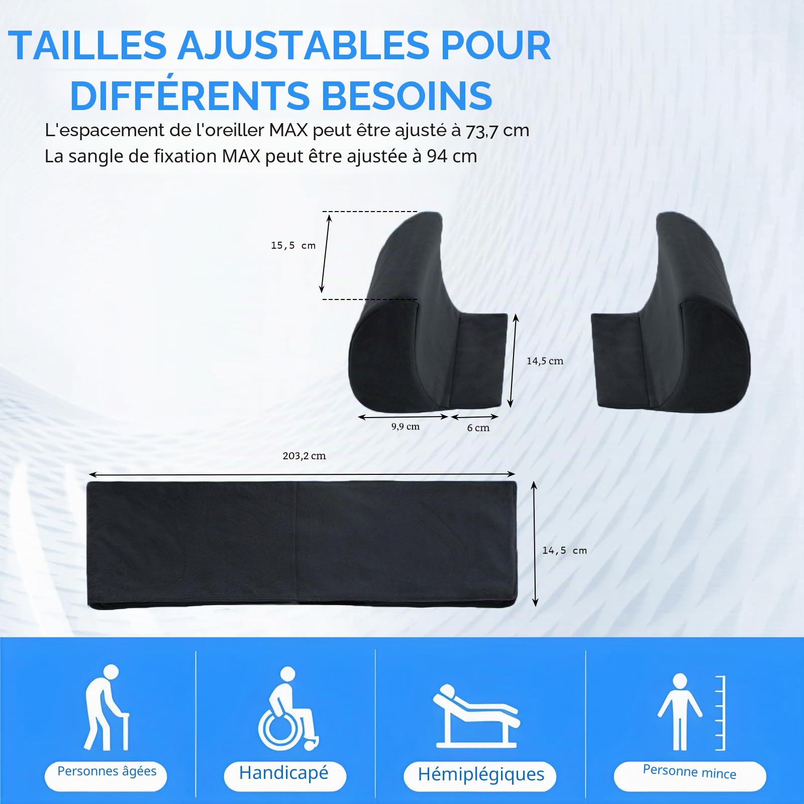 Support Latéral pour Fauteuil Roulant | Coussin de Soutien Latéral pour Fauteuil Roulant | Coussin de Soutien Universel pour Fauteuil Roulant (Noir)