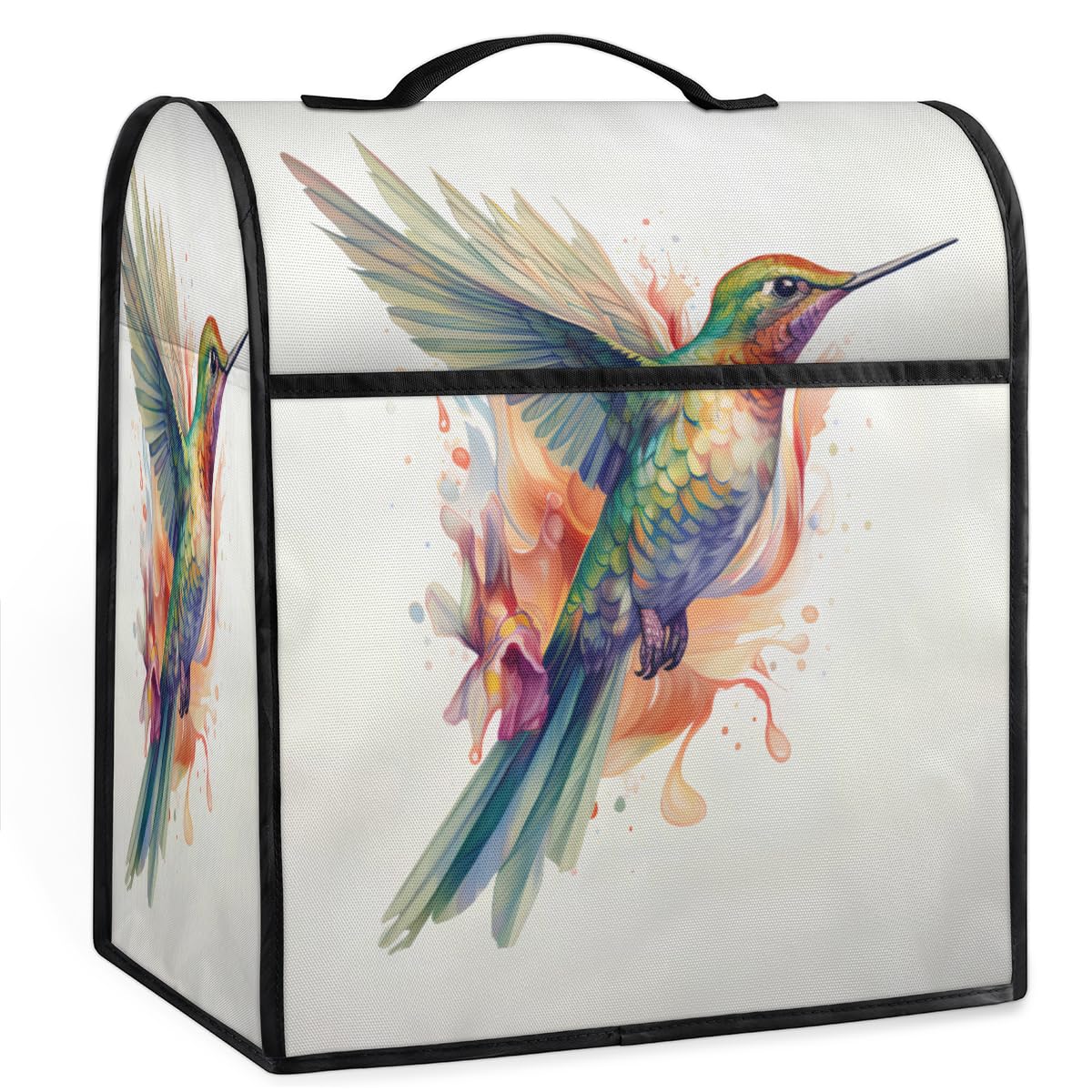 Coffee Maker Cover Watercolor Hummingbird Kitchen Appliance Covers Small Appliance Covers Blender Cover Juicer Cover Dust Covers for Kitchen Appliances with Top Handle and Pockets,Washable,C636