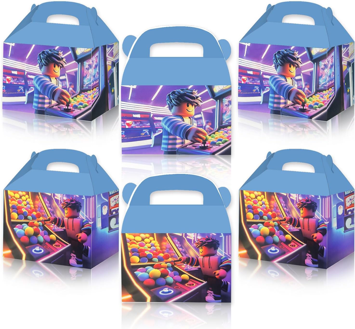 ShrooFit 10PCS Roblo-x Theme Treat Boxs for Party Favor Boxes with Handles Perfect for Birthday Roblo-x Party Supplies