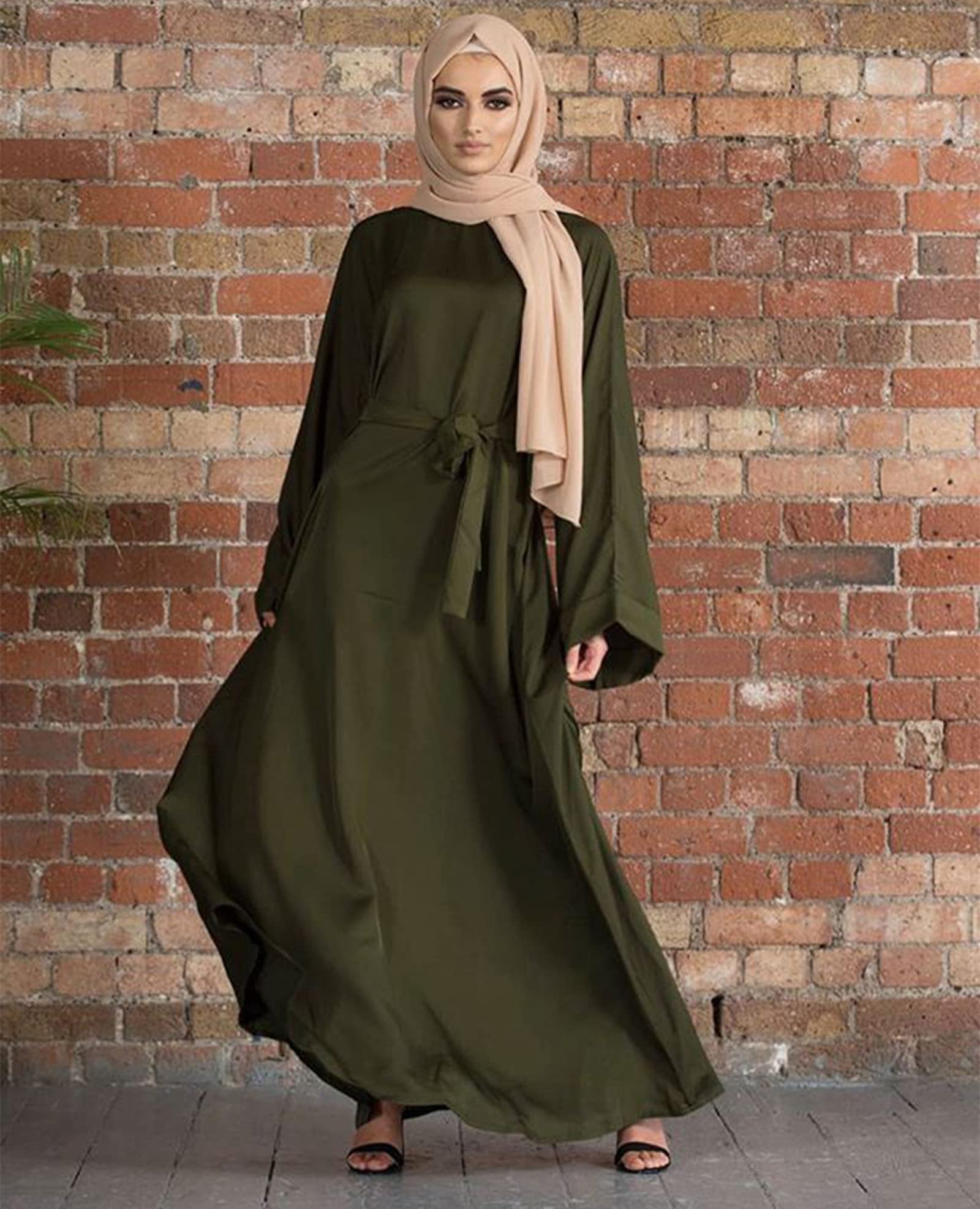 Vrouwen Moslim Jurk Dubai Abaya Kaftan Solid Volledige Cover Taille