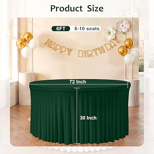 Miniatura 102 de Mantel redondo de 60 pulgadas blanco con borde elástico – Mantel ajustado sin arrugas y lavable para mesa redonda de 5 pies, mantel reutilizable