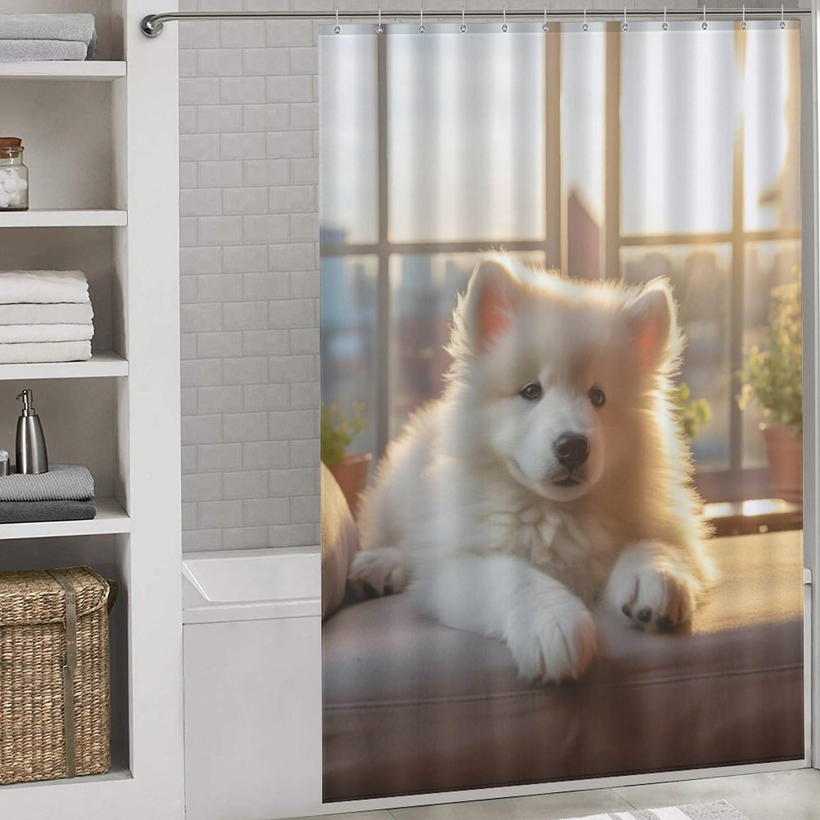 Rideau de douche chien lavable pour égayer la salle de bain des enfants