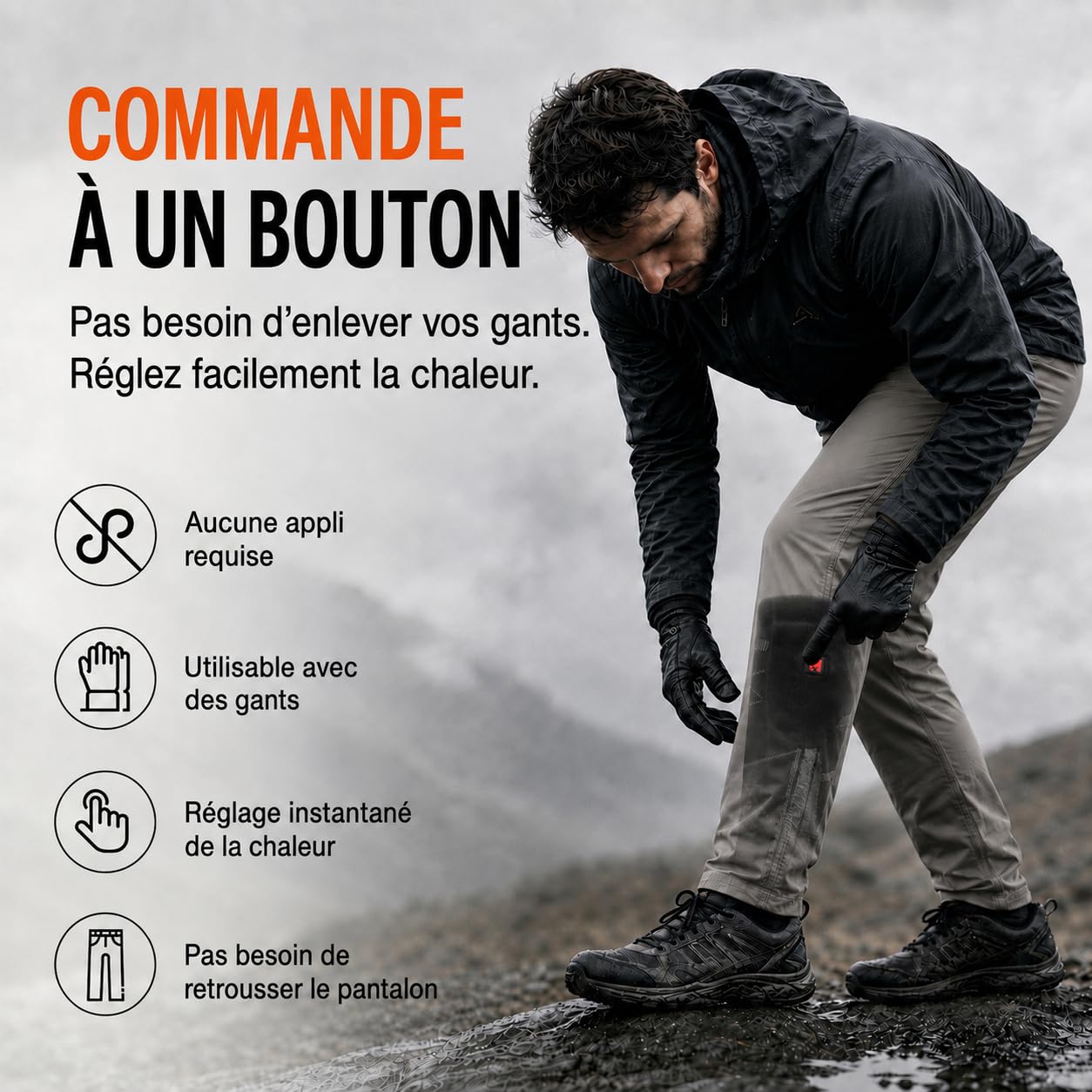 Chaussettes Chauffantes Rechargeables pour Homme Femme (Noir/Gris)