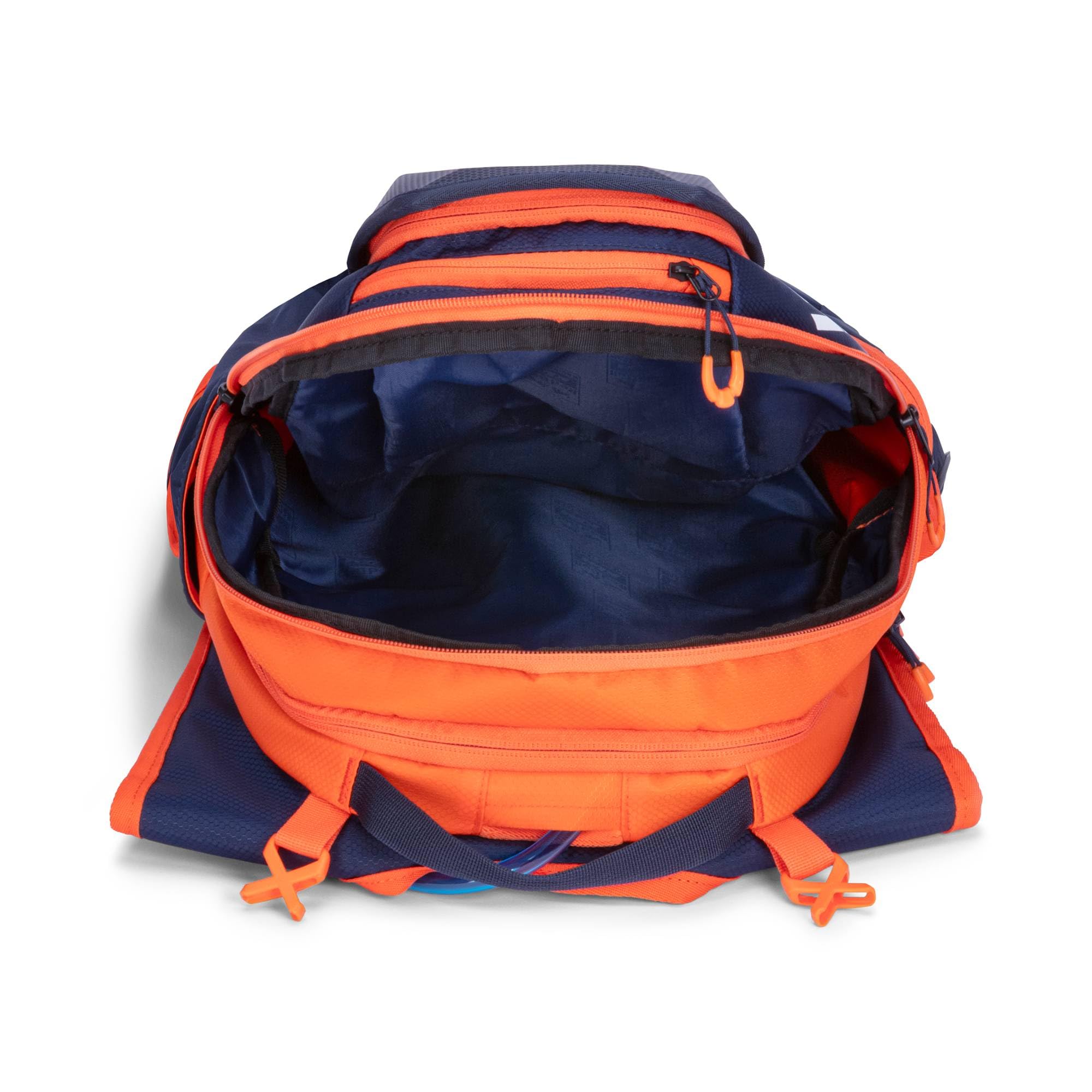 Red Bull ENERGY WEAR RB KTM Racing Dakar Hydration Backpack Rucksack | Offizieller MotoGP Fanartikel - 100% Polyester - Isoliertes Trinkblasenfach - Hard-Shell-Oberfach - Blau/Orange - Motorsport