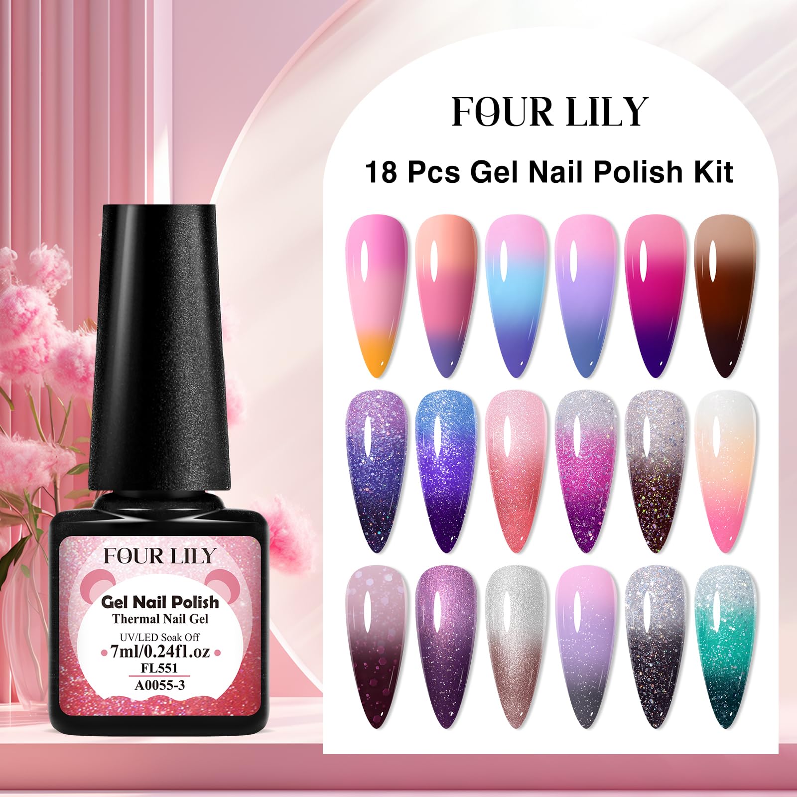 Amazon.com: Four Lily Color Changing Gel Nail Polish Set, 18