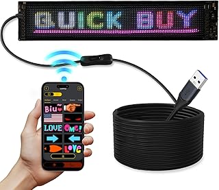 Programmable Scrolling LED Car Sign, Flexible USB 5V Digital Light Display,Bluetooth App Control Custom Text & Animation,for Store,Taxi,Counter,Booth Advertising(37''x8'')