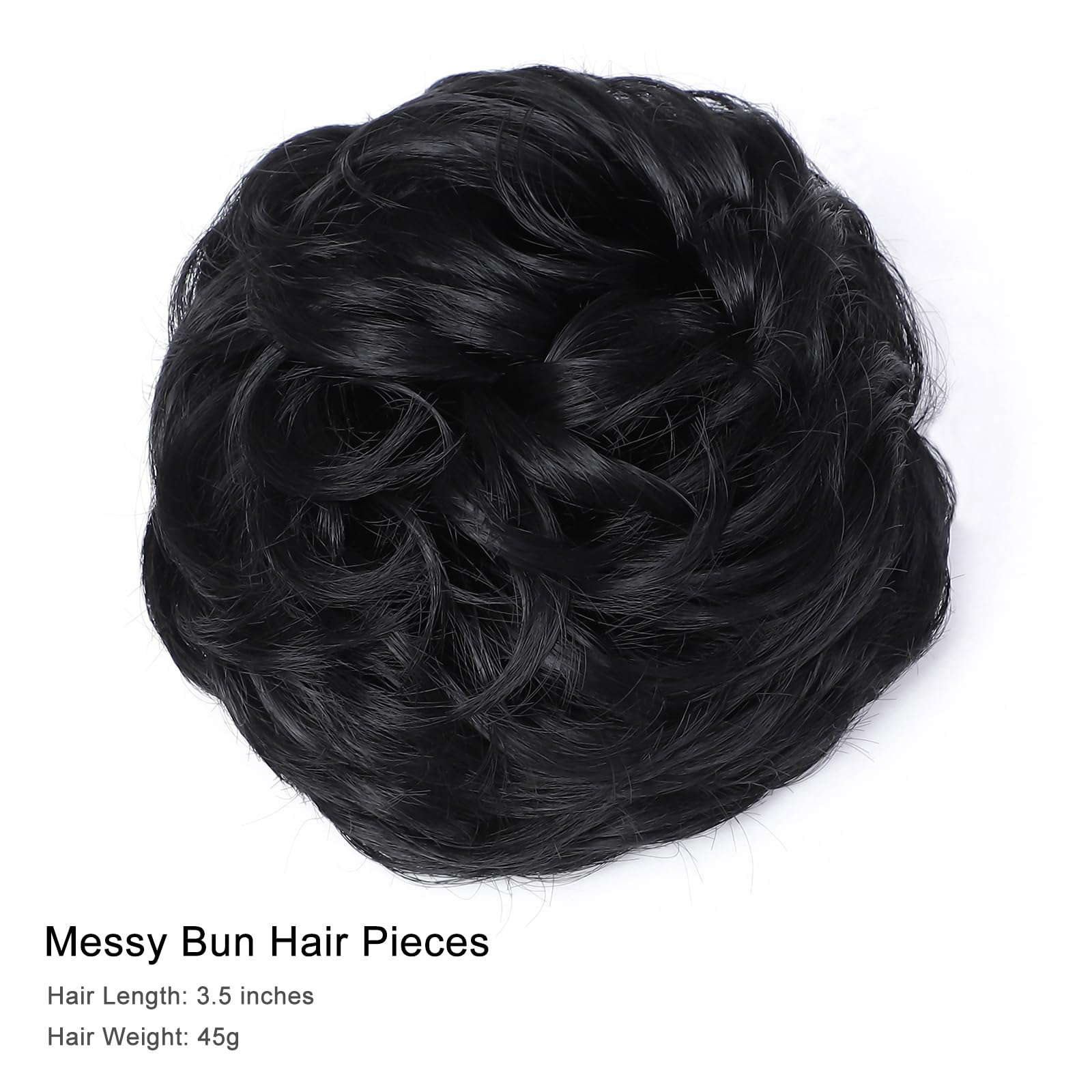 BUYOGET Messy Bun Hair Pieces For Women Hair Bun Extension Updo Curly Messy Bun Donut Hair Chignons Scrunchie Jet Black - Image 2